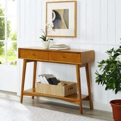 Landon 42 in. Acorn Rectangle Wood Console Table with Drawers by CROSLEY FURNITURE -Deals CROSLEY FURNITURE Store acorn crosley furniture console tables cf6119 ac 44 1000
