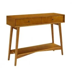 Landon 42 in. Acorn Rectangle Wood Console Table with Drawers by CROSLEY FURNITURE