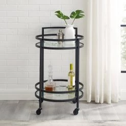 Bailey Matte Black Bar Cart by CROSLEY FURNITURE -Deals CROSLEY FURNITURE Store black crosley furniture bar carts cf4009 mb 31 1000