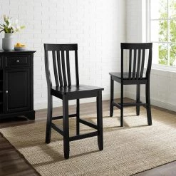24 in. Black School House Bar Stool (Set of 2) by CROSLEY FURNITURE -Deals CROSLEY FURNITURE Store black crosley furniture bar stools cf500324 bk 31 1000