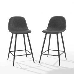 Weston 35.5 in. Black Standard Back Metal Frame Counter Height Bar Stool (Set of 2) by CROSLEY FURNITURE -Deals CROSLEY FURNITURE Store black crosley furniture bar stools cf501625 bk c3 1000