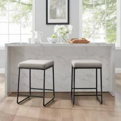 Beckett 24 in. Black Backless Metal Counter Height Stool with Gray Velvet Seat (Set of 2) by CROSLEY FURNITURE 13 Beckett 24 in. Black Backless Metal Counter Height Stool with Gray Velvet Seat (Set of 2) by CROSLEY FURNITURE -Deals CROSLEY FURNITURE Store black crosley furniture bar stools cf501824 gy 31 1000