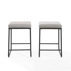 Beckett 24 in. Black Backless Metal Counter Height Stool with Gray Velvet Seat (Set of 2) by CROSLEY FURNITURE 10 Beckett 24 in. Black Backless Metal Counter Height Stool with Gray Velvet Seat (Set of 2) by CROSLEY FURNITURE -Deals CROSLEY FURNITURE Store black crosley furniture bar stools cf501824 gy c3 1000