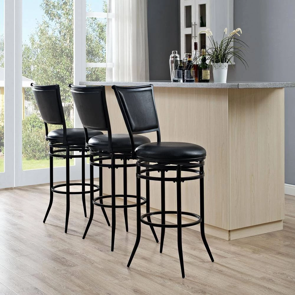 Rachel 30 in. Black Swivel Bar Stool With Black Cushion by CROSLEY FURNITURE 9 Rachel 30 in. Black Swivel Bar Stool With Black Cushion by CROSLEY FURNITURE - Image 7