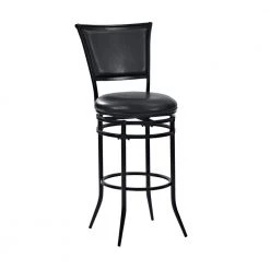 Rachel 30 in. Black Swivel Bar Stool With Black Cushion by CROSLEY FURNITURE