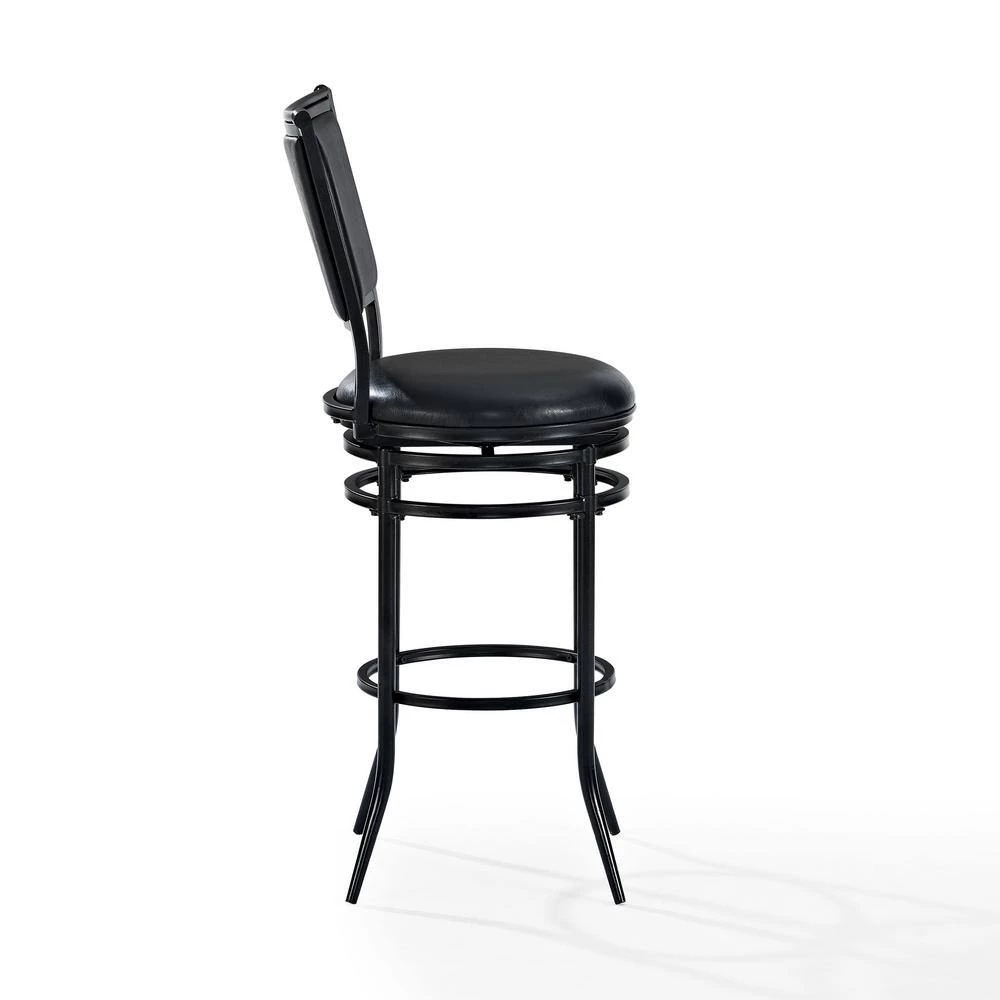 Rachel 30 in. Black Swivel Bar Stool With Black Cushion by CROSLEY FURNITURE 4 Rachel 30 in. Black Swivel Bar Stool With Black Cushion by CROSLEY FURNITURE - Image 2