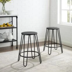 Ava 24 in. Black Bar Stool (Set of 2) by CROSLEY FURNITURE -Deals CROSLEY FURNITURE Store black crosley furniture bar stools cf8022 bk 31 1000