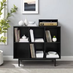 Liam 36 in. Black Engineered Wood 6-Shelf Accent Bookcase by CROSLEY FURNITURE -Deals CROSLEY FURNITURE Store black crosley furniture bookcases bookshelves cf1121 bk 31 1000