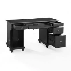 Palmetto 54 in. Black Computer Desk by CROSLEY FURNITURE -Deals CROSLEY FURNITURE Store black crosley furniture computer desks cf6507 bk 4f 1000