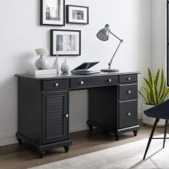 Palmetto 54 in. Black Computer Desk by CROSLEY FURNITURE -Deals CROSLEY FURNITURE Store black crosley furniture computer desks cf6507 bk e1 1000