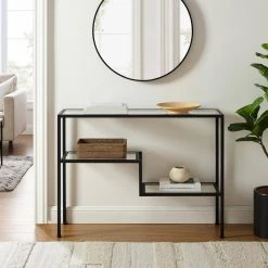 Sloane 43 in. Black Rectangle Glass Console Table by CROSLEY FURNITURE -Deals CROSLEY FURNITURE Store black crosley furniture console tables cf1124 mb 31 1000