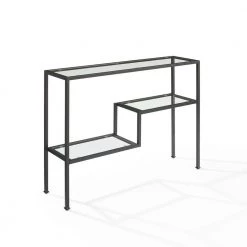 Sloane 43 in. Black Rectangle Glass Console Table by CROSLEY FURNITURE