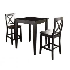 3-Piece Black Pub Dining Set With X-Back Stools by CROSLEY FURNITURE