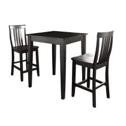 3-Piece Black Pub Dining Set With School House Stools by CROSLEY FURNITURE