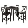 5-Piece Black Pub Dining Set With X-Back Stools by CROSLEY FURNITURE