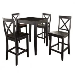 5-Piece Black Pub Dining Set With X-Back Stools by CROSLEY FURNITURE