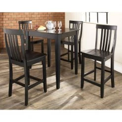 Black Pub Dining Set with School House Stools (5-Piece) by CROSLEY FURNITURE -Deals CROSLEY FURNITURE Store black crosley furniture dining room sets kd520007bk 31 1000