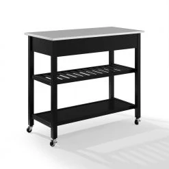 Chloe Black with Stainless Steel Top Kitchen Island by CROSLEY FURNITURE -Deals CROSLEY FURNITURE Store black crosley furniture kitchen carts cf3027ss bk 4f 1000