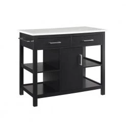 Audrey Black Kitchen Island with Faux Marble Top by CROSLEY FURNITURE