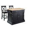 Oxford Black Kitchen Island with X-Back Stools by CROSLEY FURNITURE