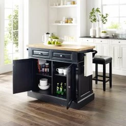 Oxford Black Kitchen Island with Square Seat Stools by CROSLEY FURNITURE 11 Oxford Black Kitchen Island with Square Seat Stools by CROSLEY FURNITURE -Deals CROSLEY FURNITURE Store black crosley furniture kitchen islands kf300065bk 1f 1000