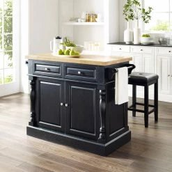 Oxford Black Kitchen Island with Square Seat Stools by CROSLEY FURNITURE 10 Oxford Black Kitchen Island with Square Seat Stools by CROSLEY FURNITURE -Deals CROSLEY FURNITURE Store black crosley furniture kitchen islands kf300065bk 4f 1000