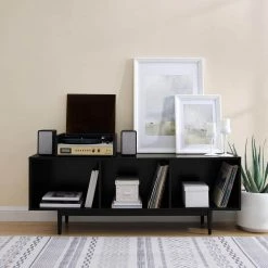 Liam Black Large Record Storage Console Cabinet by CROSLEY FURNITURE -Deals CROSLEY FURNITURE Store black crosley furniture media storage cf1115 bk 44 1000