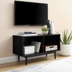 Liam Black Medium Record Storage Console Cabinet by CROSLEY FURNITURE -Deals CROSLEY FURNITURE Store black crosley furniture media storage cf1116 bk 44 1000