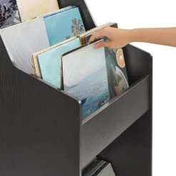 Liam Black Record Storage Stand by CROSLEY FURNITURE -Deals CROSLEY FURNITURE Store black crosley furniture media storage cf1123 bk fa 1000