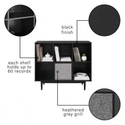Liam Black Record Storage Bookcase with Speaker by CROSLEY FURNITURE -Deals CROSLEY FURNITURE Store black crosley furniture media storage kf13120bk bk 44 1000