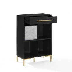 Juno Black Record Storage Cube Bookcase with Speaker by CROSLEY FURNITURE -Deals CROSLEY FURNITURE Store black crosley furniture media storage kf13122bk bk 4f 1000