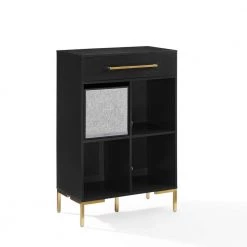 Juno Black Record Storage Cube Bookcase with Speaker by CROSLEY FURNITURE