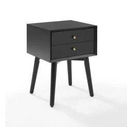 Landon 2-Drawer Black Nightstand 73 in. x 44 in. x 16 in. by CROSLEY FURNITURE