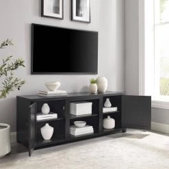 Gordon 58 in. Black TV Stand Fits TV"s up to 65 in. with Cable Management by CROSLEY FURNITURE -Deals CROSLEY FURNITURE Store black crosley furniture tv stands cf101358 bk 77 1000