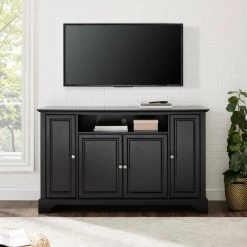 LaFayette 60 in. Black Wood TV Stand Fits TVs Up to 60 in. with Storage Doors by CROSLEY FURNITURE -Deals CROSLEY FURNITURE Store black crosley furniture tv stands kf10001bbk 31 1000