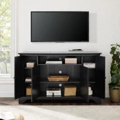 LaFayette 60 in. Black Wood TV Stand Fits TVs Up to 60 in. with Storage Doors by CROSLEY FURNITURE -Deals CROSLEY FURNITURE Store black crosley furniture tv stands kf10001bbk 77 1000