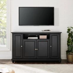 Cambridge 60 in. Black Wood TV Stand Fits TVs Up to 60 in. with Storage Doors by CROSLEY FURNITURE -Deals CROSLEY FURNITURE Store black crosley furniture tv stands kf10001dbk 31 1000