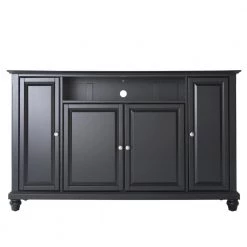 Cambridge 60 in. Black Wood TV Stand Fits TVs Up to 60 in. with Storage Doors by CROSLEY FURNITURE