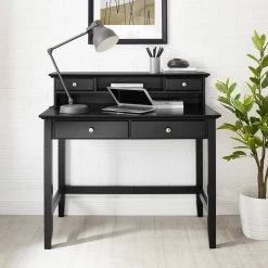 Campbell 42 in. Rectangular Black 4-Drawer Writing Desk with Hutch by CROSLEY FURNITURE -Deals CROSLEY FURNITURE Store black crosley furniture writing desks kf65004bk 31 1000