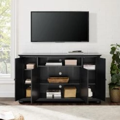 Alexandria Black Wood TV Stand Fits TVs Up to 60 in. with Storage Doors by CROSLEY FURNITURE -Deals CROSLEY FURNITURE Store black finish crosley furniture tv stands kf10001abk 1f 1000