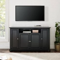 Alexandria Black Wood TV Stand Fits TVs Up to 60 in. with Storage Doors by CROSLEY FURNITURE -Deals CROSLEY FURNITURE Store black finish crosley furniture tv stands kf10001abk 31 1000
