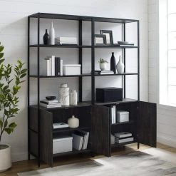 Jacobsen 81 in. Brown Ash 6-Shelf Etagere Bookcase (Set of 2) by CROSLEY FURNITURE -Deals CROSLEY FURNITURE Store brown ash crosley furniture bookcases bookshelves kf13090br 44 1000