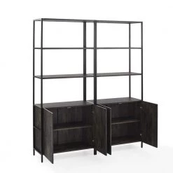 Jacobsen 81 in. Brown Ash 6-Shelf Etagere Bookcase (Set of 2) by CROSLEY FURNITURE -Deals CROSLEY FURNITURE Store brown ash crosley furniture bookcases bookshelves kf13090br 4f 1000