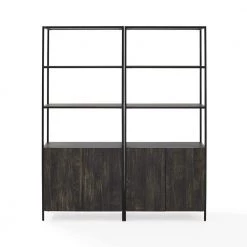 Jacobsen 81 in. Brown Ash 6-Shelf Etagere Bookcase (Set of 2) by CROSLEY FURNITURE -Deals CROSLEY FURNITURE Store brown ash crosley furniture bookcases bookshelves kf13090br c3 1000