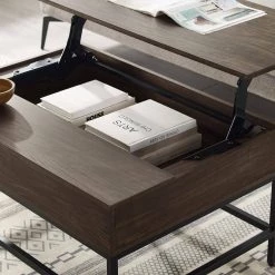 Jacobsen 36 in. Brown Ash/Black Medium Rectangle Wood Coffee Table with Lift Top by CROSLEY FURNITURE -Deals CROSLEY FURNITURE Store brown ash crosley furniture coffee tables cf1312 br fa 1000