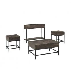Jacobsen 4-Piece 36 in. Brown Ash/Black Medium Rectangle Wood Coffee Table Set with Lift Top by CROSLEY FURNITURE