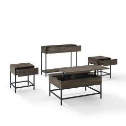 Jacobsen 4-Piece 36 in. Brown Ash/Black Medium Rectangle Wood Coffee Table Set with Lift Top by CROSLEY FURNITURE -Deals CROSLEY FURNITURE Store brown ash crosley furniture coffee tables kf13054br c3 1000
