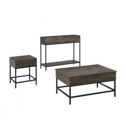 Jacobsen 3-Piece 36 in. Brown Ash/Black Medium Rectangle Wood Coffee Table Set with Lift Top by CROSLEY FURNITURE