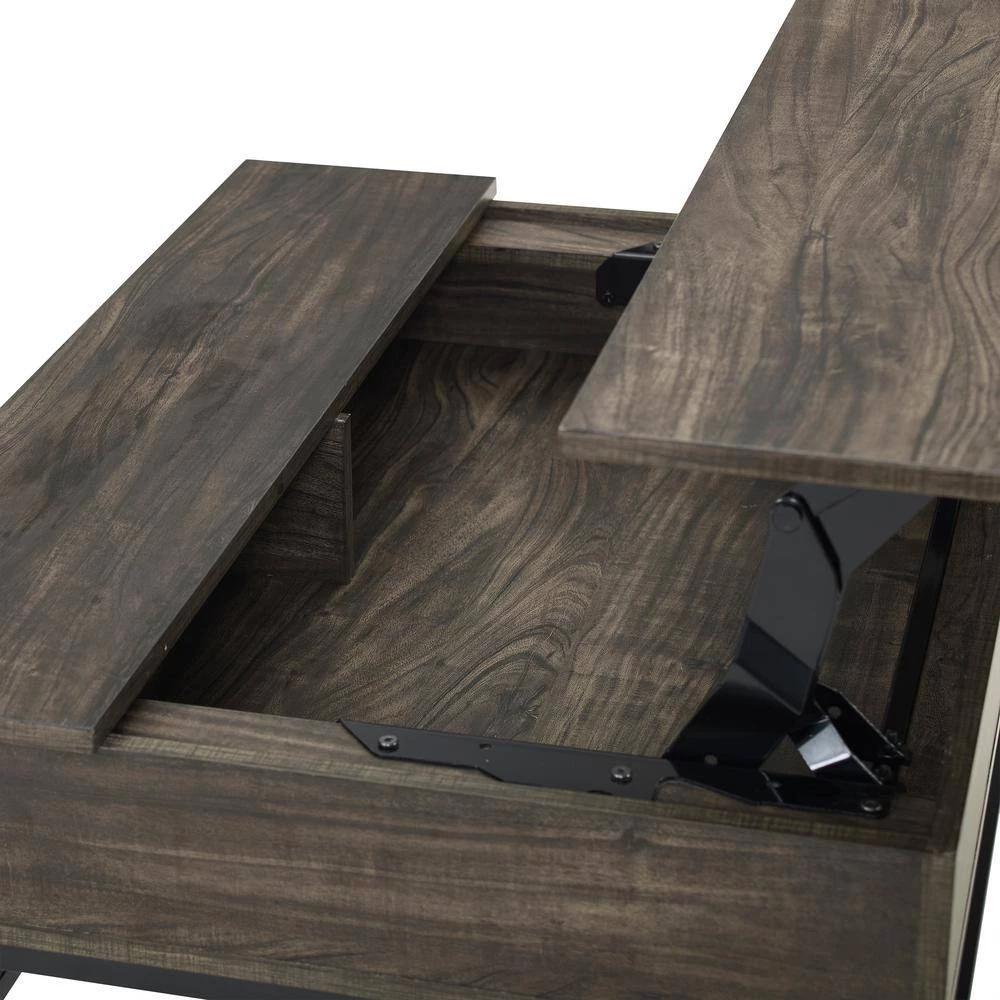 Jacobsen 3-Piece 36 in. Brown Ash/Black Medium Rectangle Wood Coffee Table Set with Lift Top by CROSLEY FURNITURE 7 Jacobsen 3-Piece 36 in. Brown Ash/Black Medium Rectangle Wood Coffee Table Set with Lift Top by CROSLEY FURNITURE - Image 5