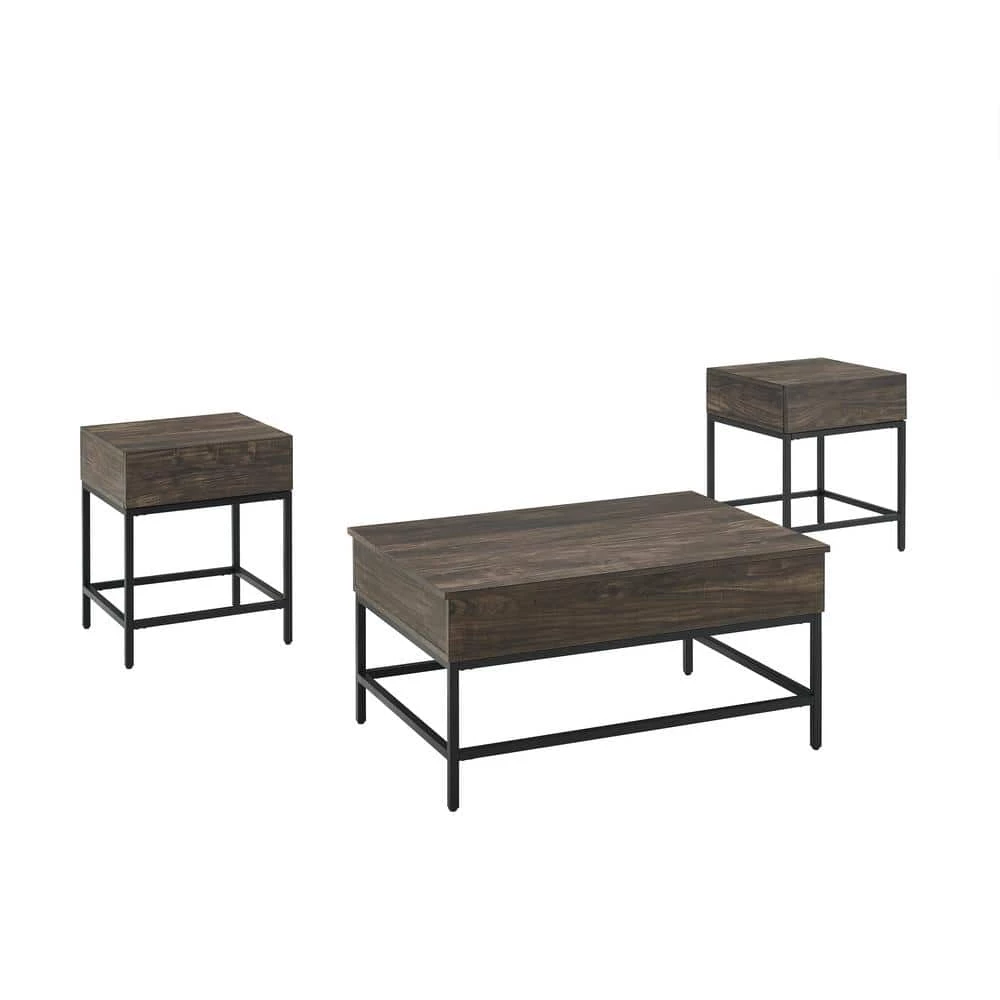 Jacobsen 3-Piece 36 in. Brown Ash/Black Medium Rectangle Wood Coffee Table Set with Lift Top by CROSLEY FURNITURE 3 Jacobsen 3-Piece 36 in. Brown Ash/Black Medium Rectangle Wood Coffee Table Set with Lift Top by CROSLEY FURNITURE